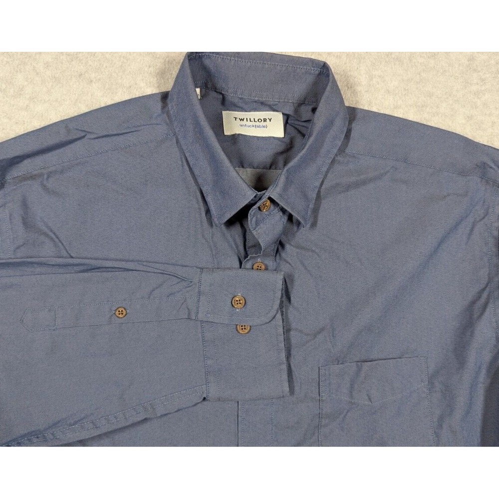 Twillory Men Shirt Large XL Untuckable Classic Fit Work Blue Long Sleeve‎